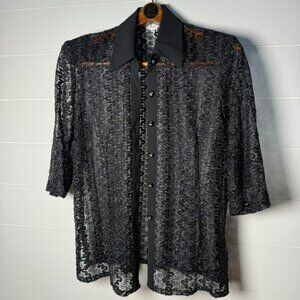 Smile High Fashion Lace Button Down, Size XL